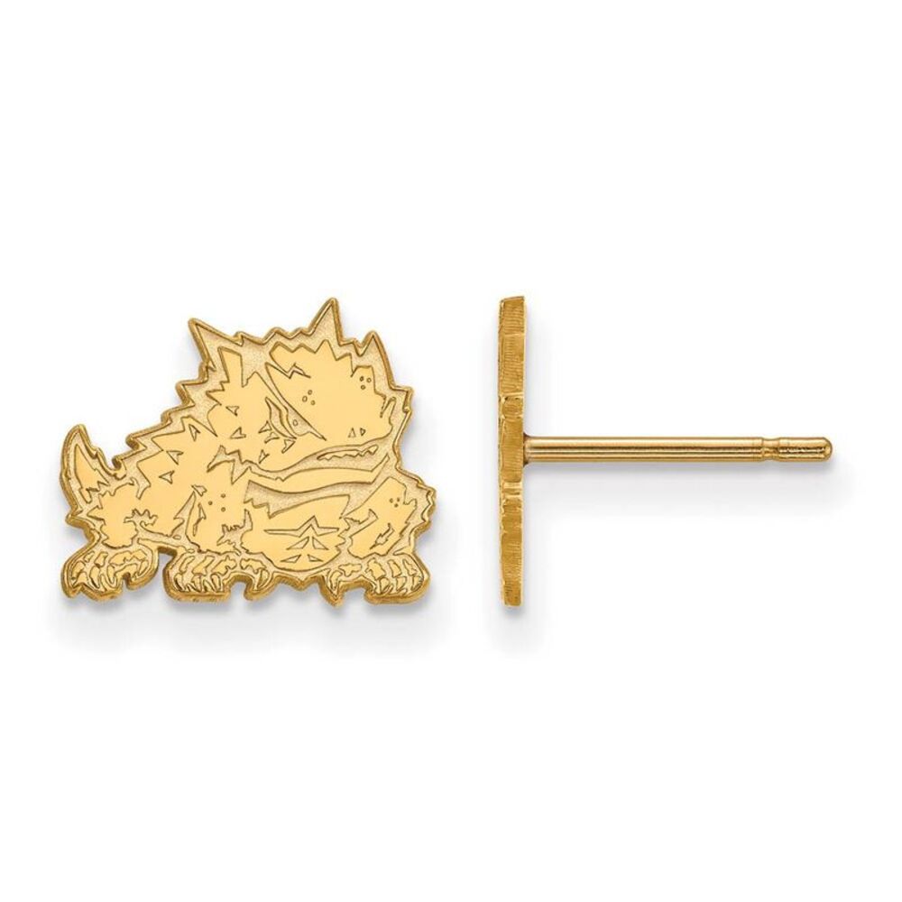 14k Gold Plated Silver Texas Christian University Post Earrings